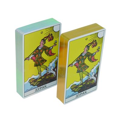 การ์ดทาโรตสีทองแบบโฮโลแกรฟิค ด้วยขนาด 57*87 มิลลิเมตร